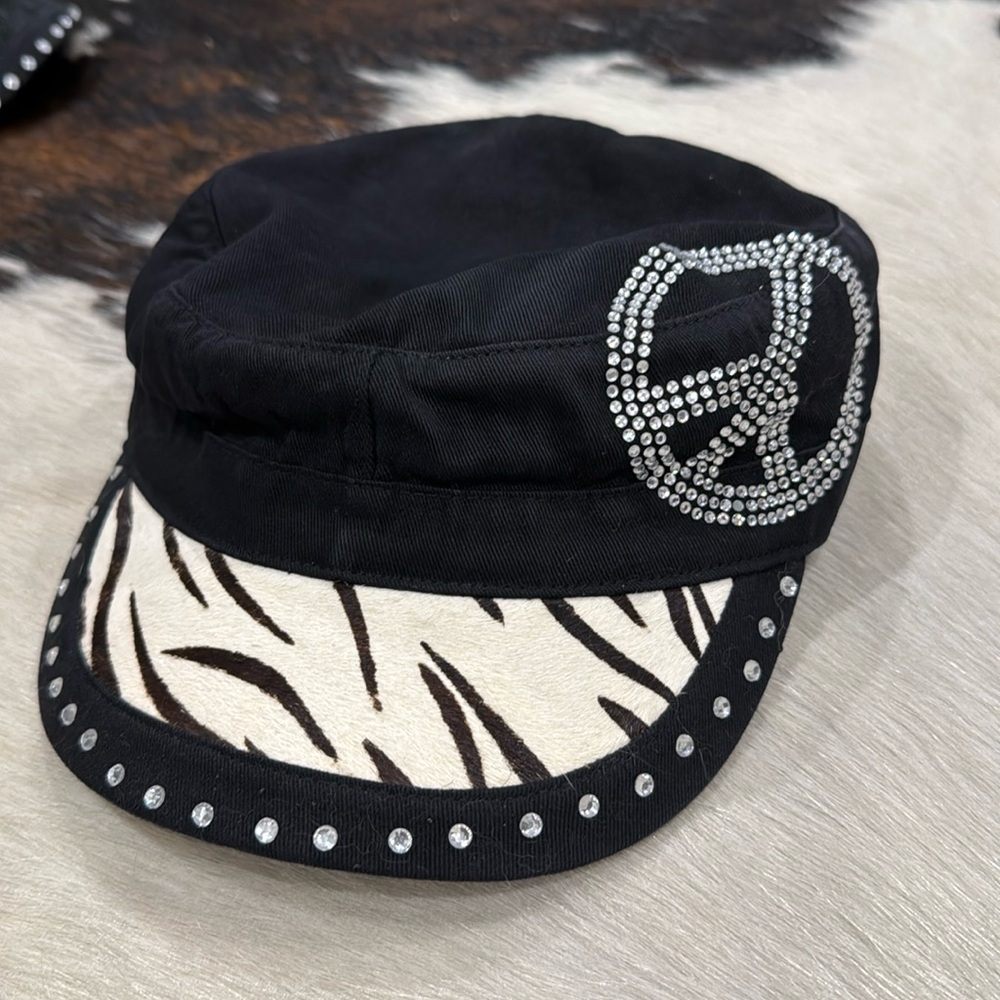 Zebra rhinestone engineer cap